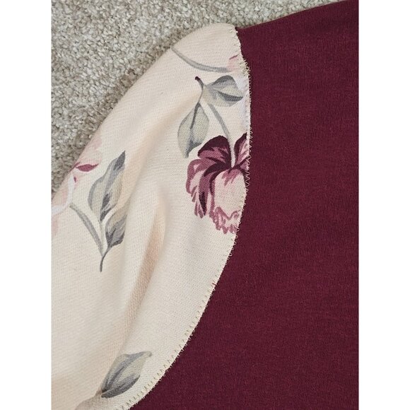 OOAK Upcycled Reworked Sweatshirt PEACE Vtg Doily Floral Appliques Boyfriend M - Picture 13 of 16